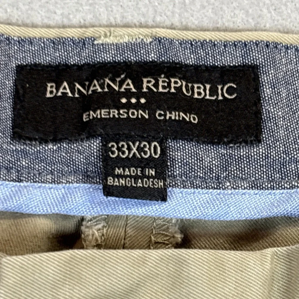 Banana Republic‎ Pant Men's 33x30 Emerson Straight Chino 100% Cotton Khaki Brown